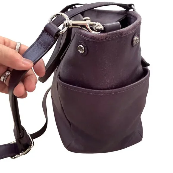 Coach Women's Bag Eggplant Purple Leather Straps Baby Diaper Bag Travel 26353 - Picture 7 of 12